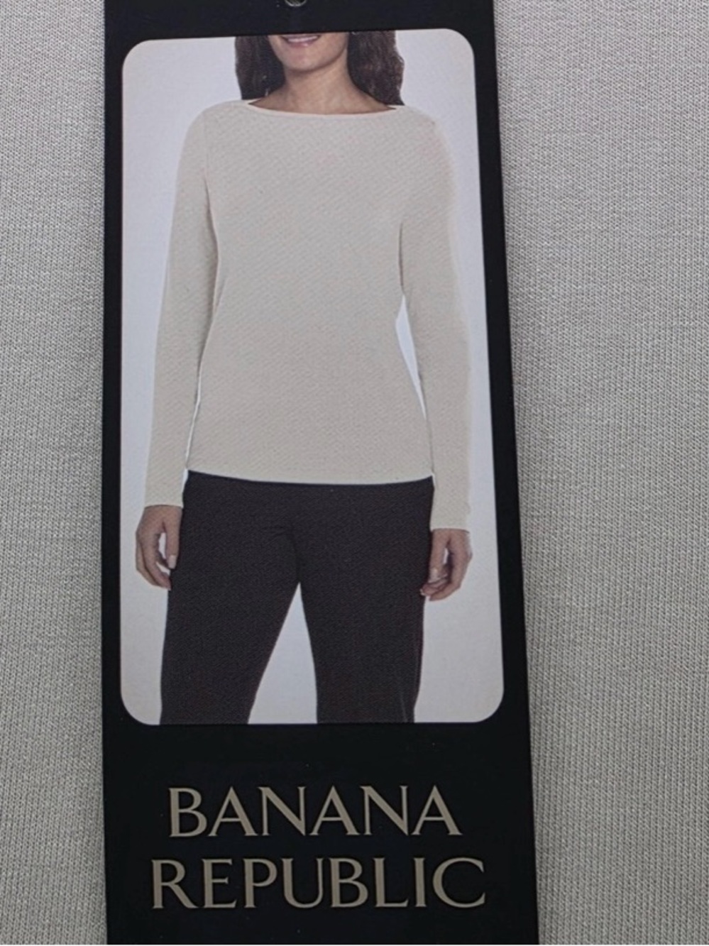 Banana Republic Cream Long Sleeve Boatneck Top